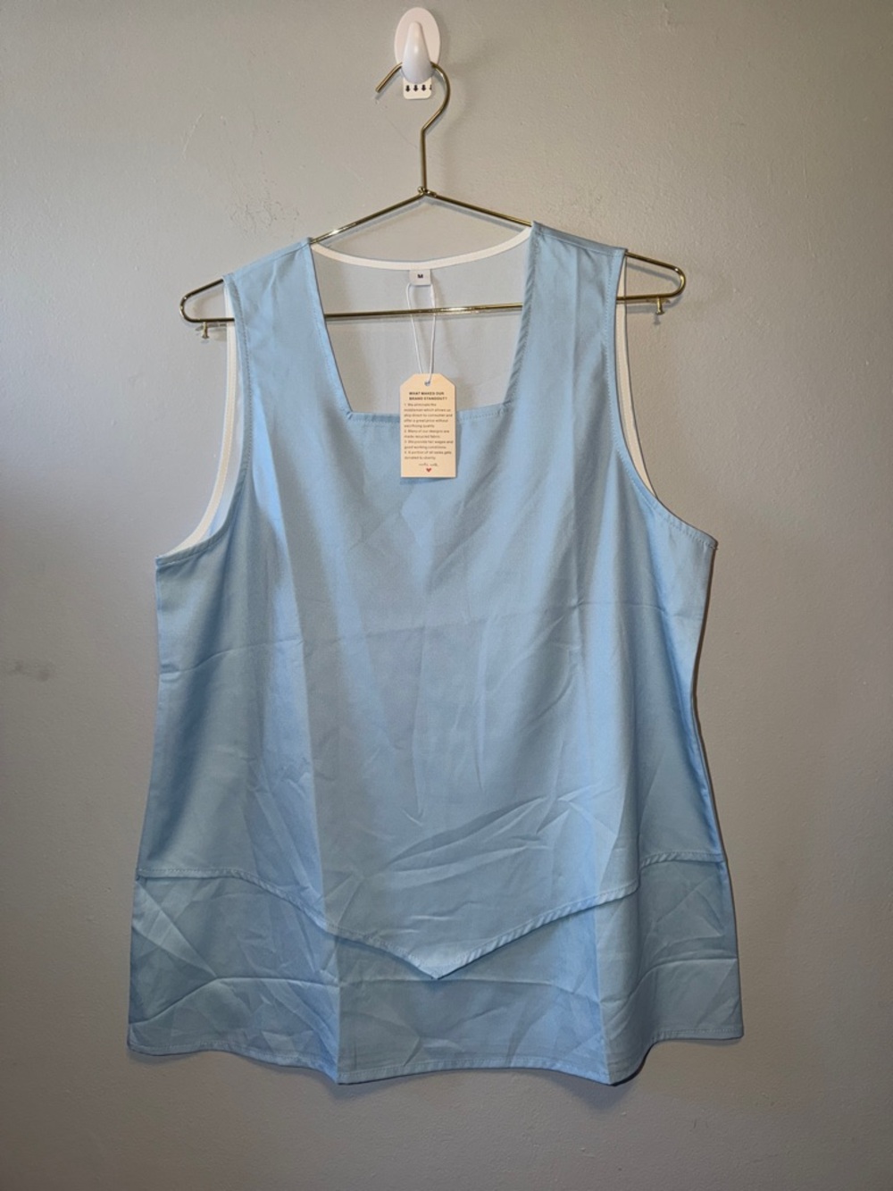 Light Blue Sleeveless Square Neck Tank Top NWT